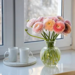 Pastel Ranunculus Mix -Verdurely Sales Store pastel ranunculus mix pastel persian buttercup mix window still vase